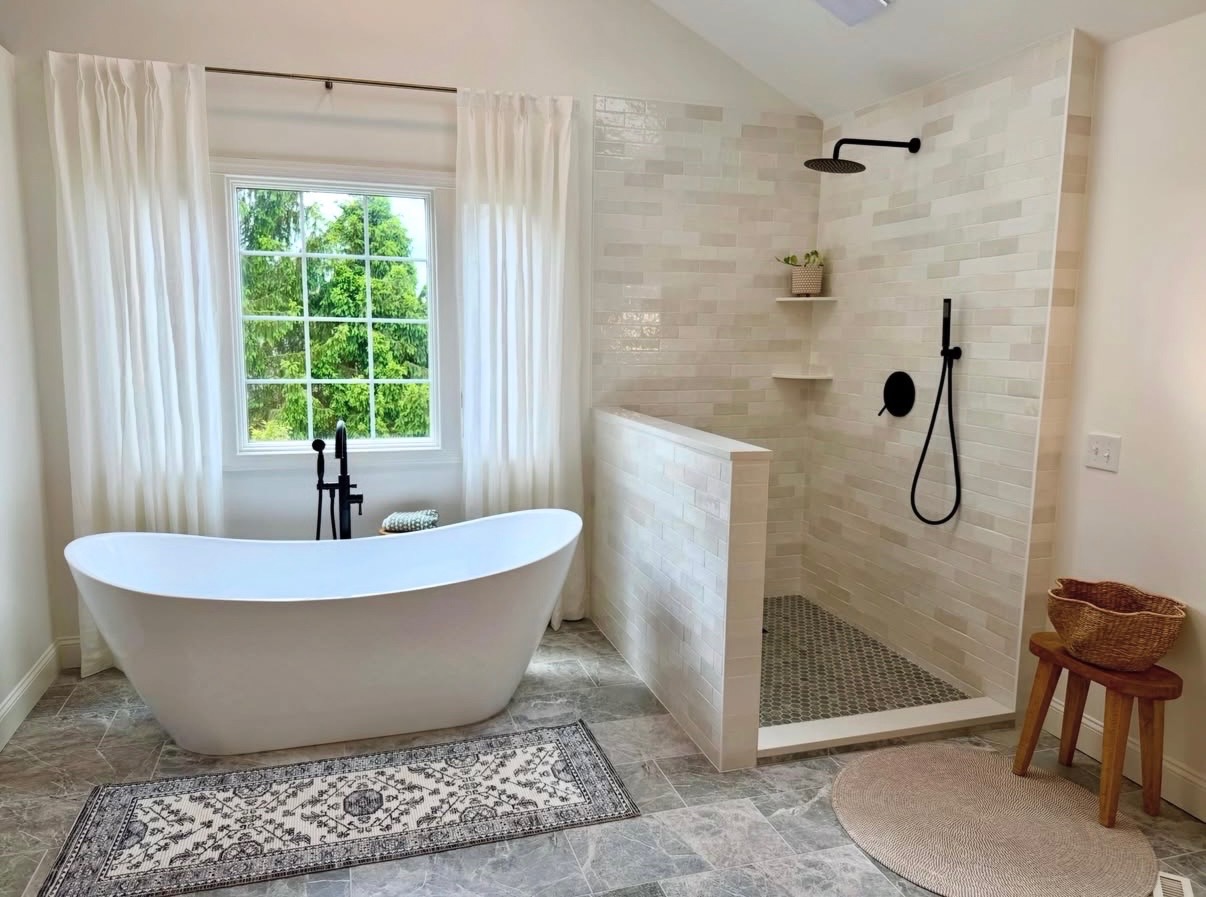 Bright finished bathroom with crisp painted walls