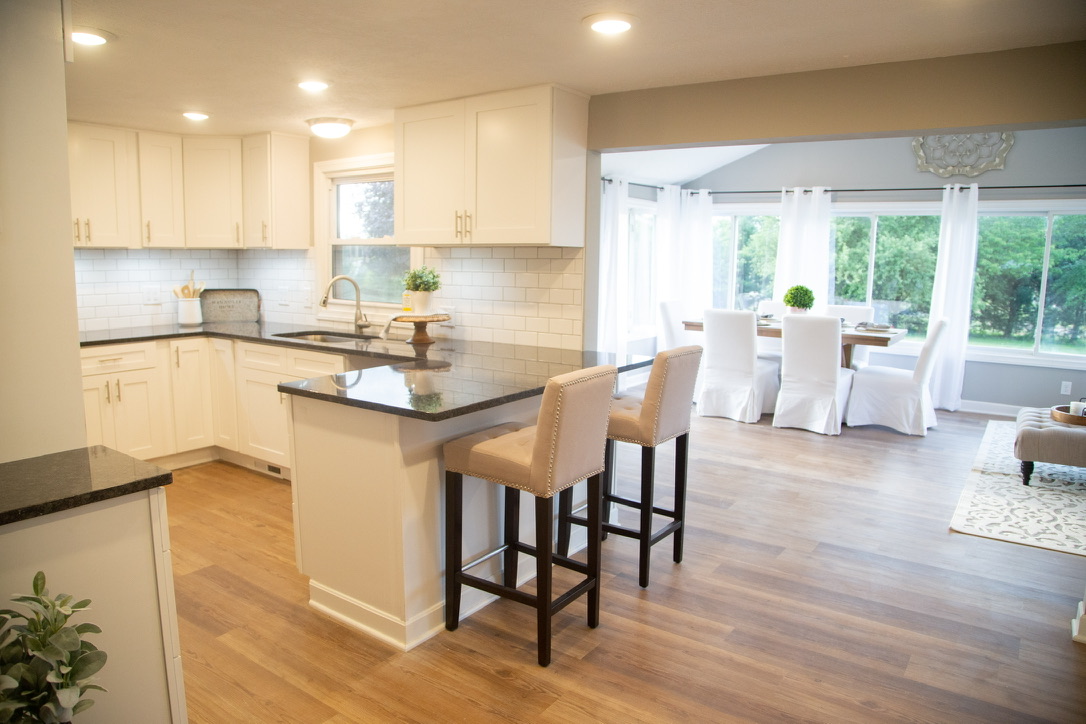 Bright completed kitchen and dining space